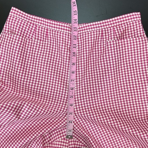Vtg Talbots Pink Gingham Check Pure Silk Tapered Ankle Pants 14 Pet Pockets - Picture 12 of 15